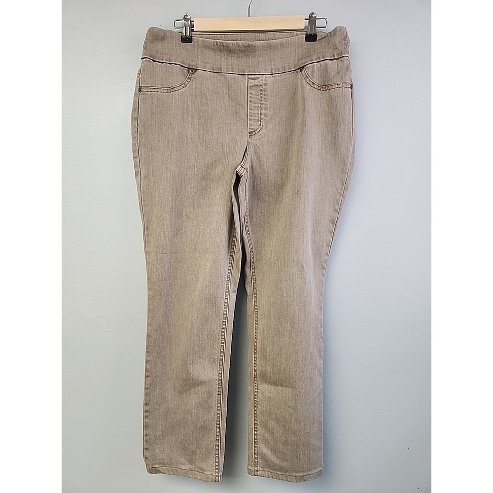 Chico's 1 Perfect Stretch Girlfriend Slim Ankle Pants Light Green Denim‎